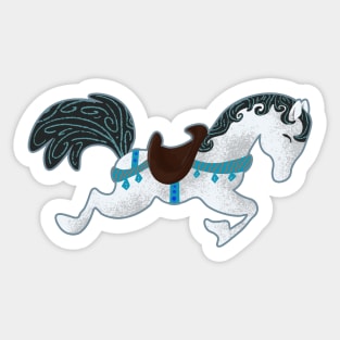 Horses Prance Through a Silver Storm Sticker